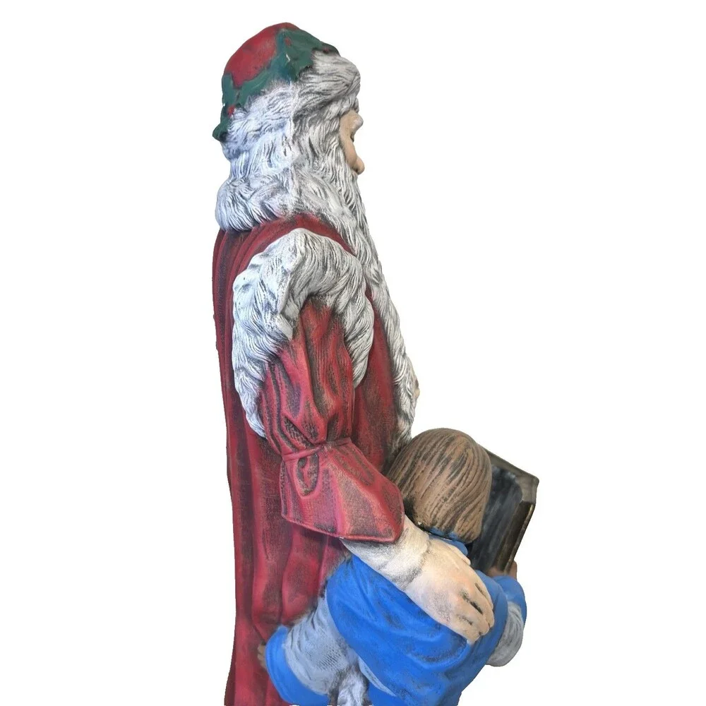 Vintage Ceramic Piece Santa Claus with Two Children Reading Book  Christmas